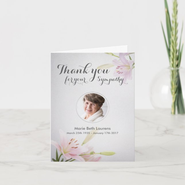Cartão De Agradecimento Sympathy Memorial Thank You Note Card with Photo (Frente)