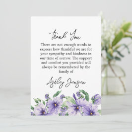 Cartão De Agradecimento Sympathy Pansy Funeral Thank You Card