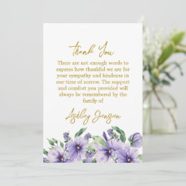 Cartão De Agradecimento Sympathy Pansy Funeral Thank You Card