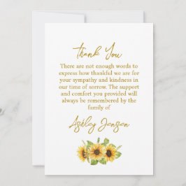 Cartão De Agradecimento Sympathy Sunflower Funeral Thank You Card