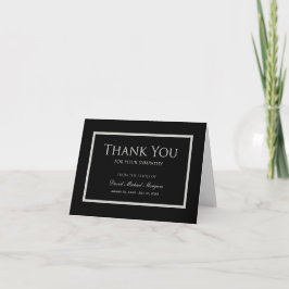 Cartão De Agradecimento Sympathy Thank You Note Card Black and Grey
