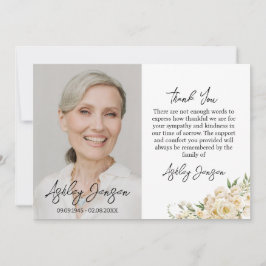 Cartão De Agradecimento Sympathy White Rose Photo Funeral Thank You Card