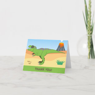 Cartão De Agradecimento T-Rex Dinossaur & Volcano Aniversário Obrigado Car