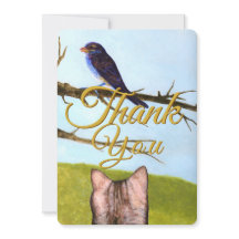 Tabby Cats Talk to Birds Thank You Card