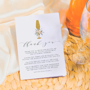 Cartão De Agradecimento Taça de Champanhe Floral Gold Obrigado