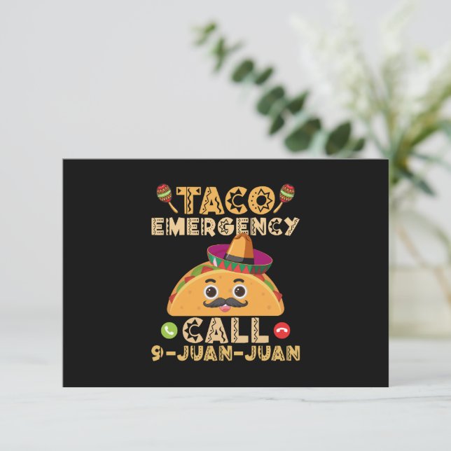 Cartão De Agradecimento Taco Emergency Call Funny Cinco de Mayo Mexicano (Em pé/Frente)