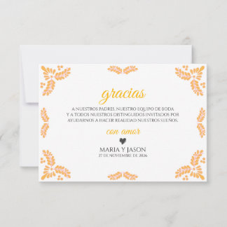 Cartão De Agradecimento Talavera Yellow Floral Minimalist Spanish Wedding
