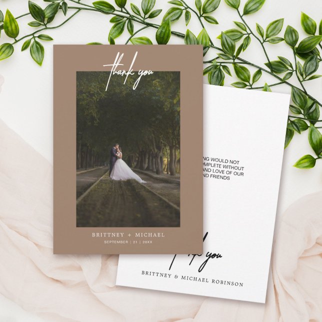 Cartão De Agradecimento Tan de Fotografia Simples com Letra Mão (Criador carregado)