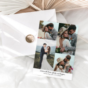 Cartão De Agradecimento Tanto Amor Elegante Foto de Casamento Branco