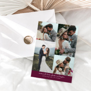 Cartão De Agradecimento Tanto Amor Elegante Foto de Casamento Cranberry