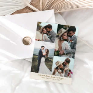 Cartão De Agradecimento Tanto Amor Elegante Foto de Casamento Creme