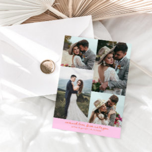 Cartão De Agradecimento Tanto Amor Elegante Foto de Casamento Laranja Rosa