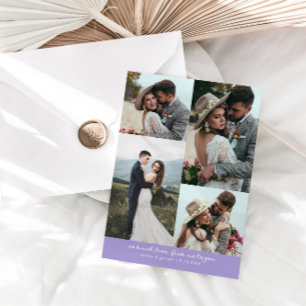 Cartão De Agradecimento Tanto Amor Elegante Foto de Casamento Lilás
