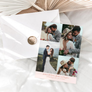 Cartão De Agradecimento Tanto Amor Elegante Foto de Casamento Pêssego