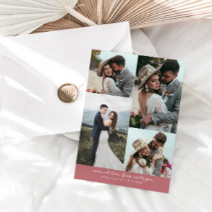 Cartão De Agradecimento Tanto Amor Elegante Foto de Casamento Rosa