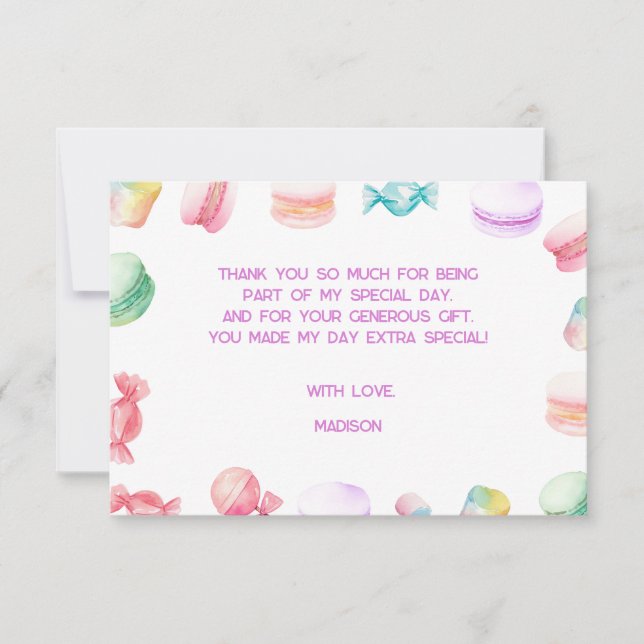 Cartão De Agradecimento Tão doce de ser... aniversário de criança (Frente)