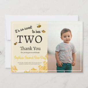 Cartão De Agradecimento Tão Doce para Ser Abelha Dois 2º Aniversário Foto 