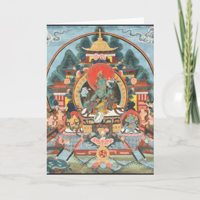 Cartão De Agradecimento Tara Verde com Om Mani Padme Hum (Frente)