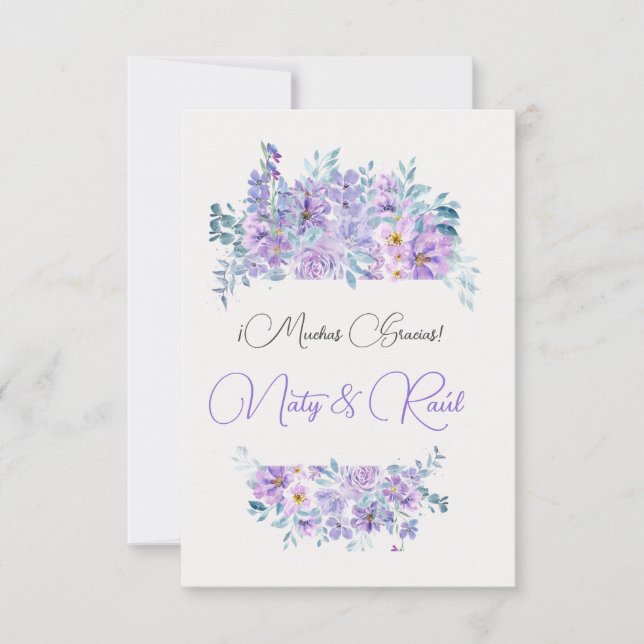 Cartão De Agradecimento Tarjeta De Agradecimiento Boda tonos lila  (Frente)