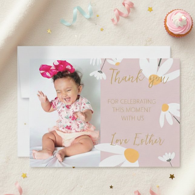 Cartão De Agradecimento Tarjeta De Agradecimiento Boho Daisy Thank You,  T (Criador carregado)