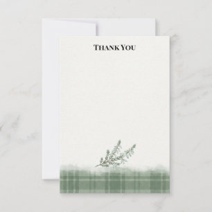 Cartão De Agradecimento Tartan de Johnston & Tonal Verde Heath de Folhas C