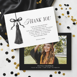 Cartão De Agradecimento Tassel Black Bow Graduation Party Photo