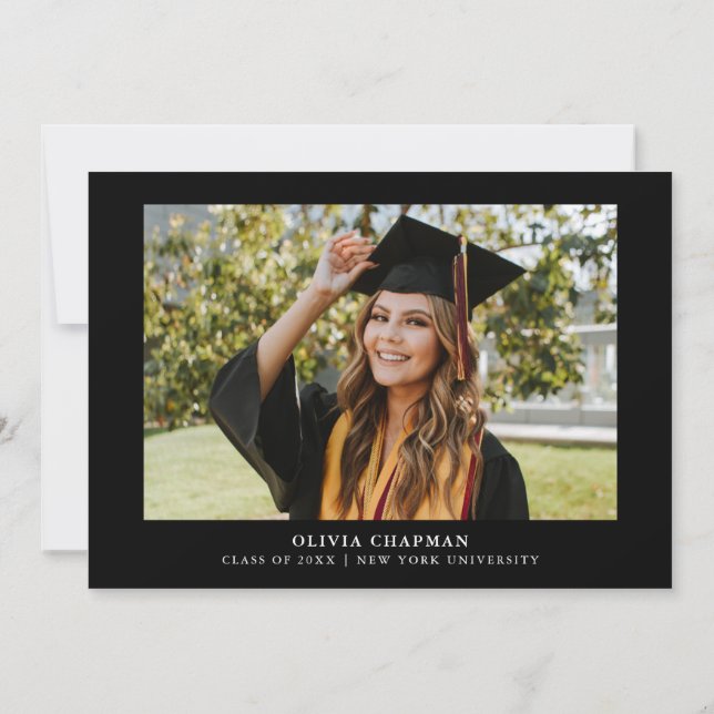 Cartão De Agradecimento Tassel Black Bow Graduation Party Photo (Verso)