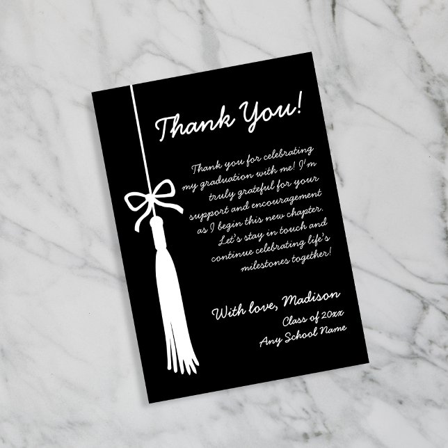 Cartão De Agradecimento Tassel & Bow Black Class Of 2026 Graduation (Tassel & Bow Black Class Of 2026 Graduation Thank You Card)