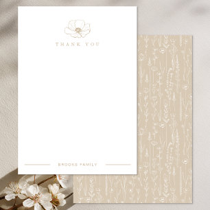 Cartão De Agradecimento Taupe Wildflower Baby Shower Obrigado