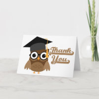 Tawny Owl with Glasses Graduation Thank You Card
