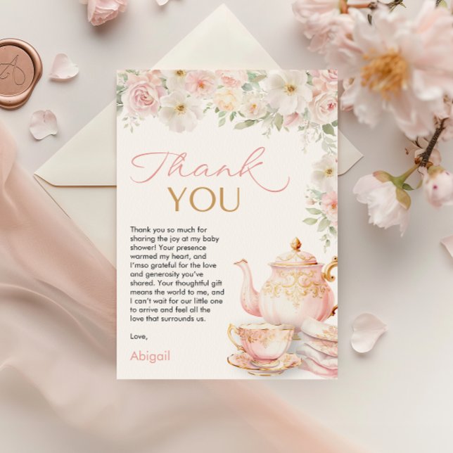 Cartão De Agradecimento Tea Party Baby Shower Thank You Card (Tea Party Baby Shower Thank You Card
)