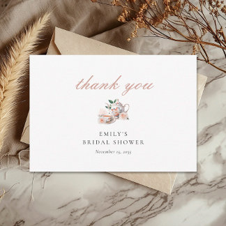 Cartão De Agradecimento Tea Party Floral Bridal Shower Thank You Card