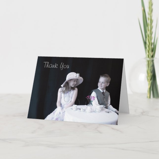 Cartão De Agradecimento Tea Party Obrigado Nota (Frente)