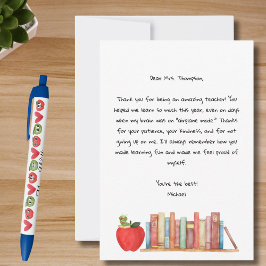 Cartão De Agradecimento Teacher Appreciation Best Teacher Red Apple Books 