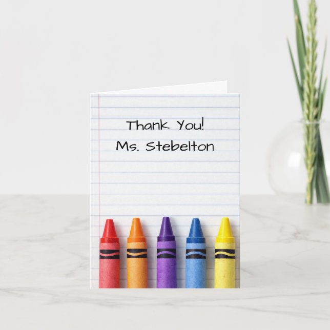 Cartão De Agradecimento Teacher Appreciation Crayon Thank You Card (Frente)