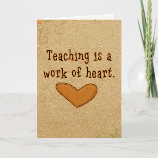 Cartão De Agradecimento Teacher Heart Thank You (Frente)