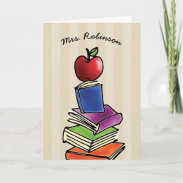 Cartão De Agradecimento Teacher Thank You Apple with Book Stack
