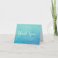 Teal & Blue Ombre Watercolor Thank You Note, 4