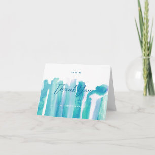 Cartão De Agradecimento Teal Blue Watercolor Tie Dye Thank You Photo II
