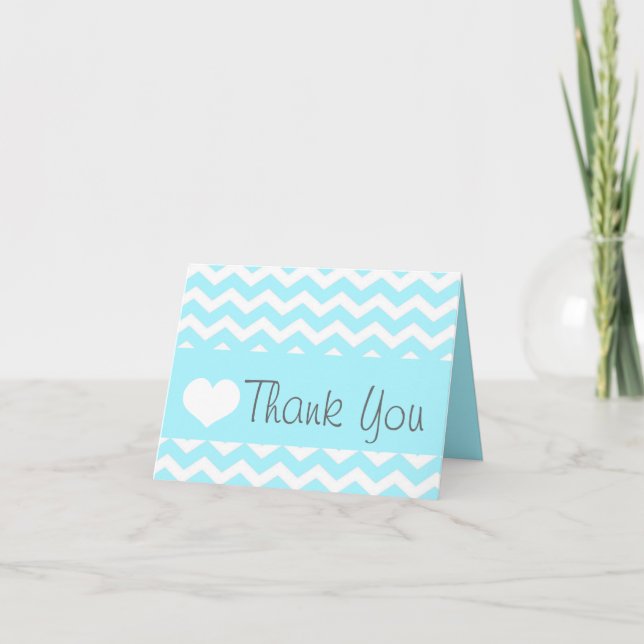 Cartão De Agradecimento Teal Chevron Thank You Note (Frente)