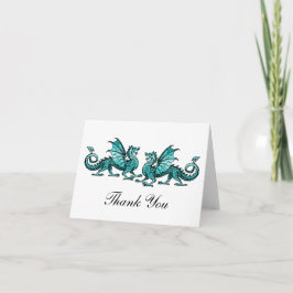 Cartão De Agradecimento Teal Elegant Dragons Thank You Card