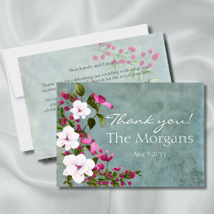 Cartão De Agradecimento Teal Empoeirado Branco Magenta Verde Floral