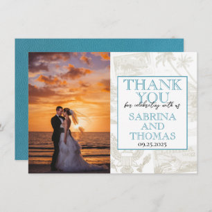 Cartão De Agradecimento Teal Florida Wedding Photo (Foto De Casamento Teal