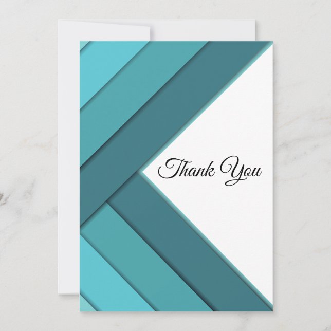 Cartão De Agradecimento Teal Geométrico e Branco (Frente)