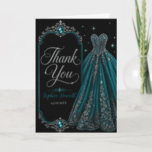 Cartão de Agradecimento Teal Jewel Sweet 16