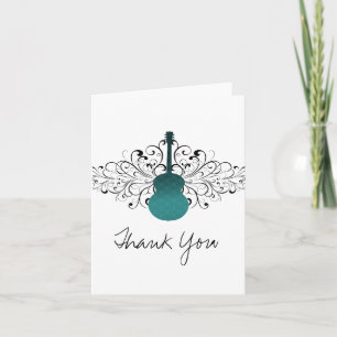 Cartão De Agradecimento Teal Swirls Guitar Thank You Card