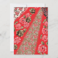 Tecido vermelho vibrante com intrincado floral e