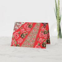 Tecido vermelho vibrante com intrincado floral e