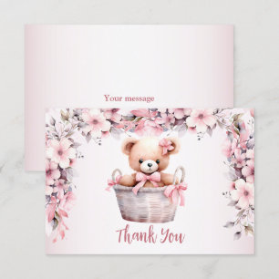 Cartão De Agradecimento Teddy Bear Baby Girl Flowant