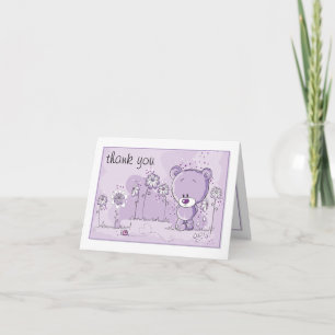 Cartão De Agradecimento Teddy Bear Baby Shower Invitation - Purple